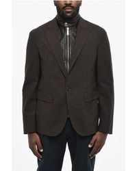 DSquared² - Virgin Wool Blend 1 Buttons Blazer With Faux Leather Details - Lyst