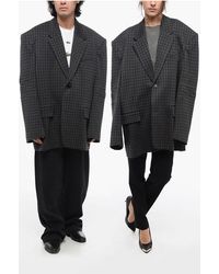 Balenciaga - Wool Blazer With Padded Shoulders - Lyst