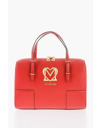 Moschino - Love Faux Leather Handbag With Metal Golden Logo - Lyst