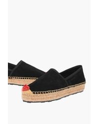 Moschino - Love Suede Leather Platform Espadrilles With Heart Embroider - Lyst