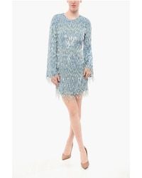 Elisabetta Franchi - Sequined Dress With Beads And Lamp Sleeves - Lyst