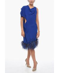 Stephan Janson - Asymmetric Paris Silk Dress With Ostrich Feathered Bottom - Lyst