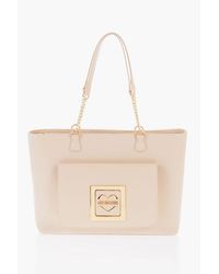 Moschino - Love Faux Leather Tote Bag With Golden Details - Lyst