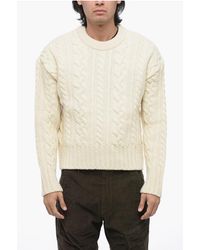 Ami Paris - Cable Aran Virgin Wool Crew Neck Pullover - Lyst