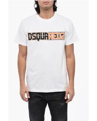 DSquared² - Solid Color Cigarette Fit Crew-Neck T-Shirt With Printed Log - Lyst