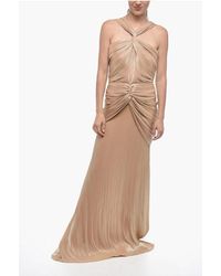 Costarellos - Draped Lurex Maxidress With Halter Neck - Lyst