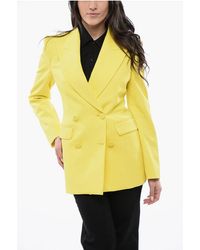 McQueen - Double-Breasted Wool Blazer With Peak Lapel And Covered Butt - Lyst