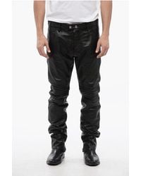 DSquared² - Textured Leather Pants With Biker Details - Lyst