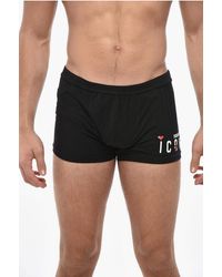 DSquared² - Icon Cotton Stretch Boxer With Printed Logo And Embossed Hea - Lyst