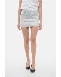 The Attico - Light Wash Denim Miniskirt With Side Zip - Lyst