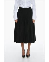 Prada - Virgin Wool Pleated Skirt Panno With Belt Loops - Lyst