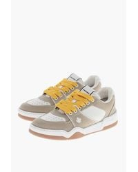 DSquared² - Textured Leather And Fabric Spiker Low-Top Sneakers With Con - Lyst