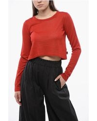 Woolrich - Crew Neck Viscose Blend Crop Sweater - Lyst