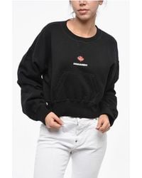 DSquared² - Cropped Crew-Neck Sweatshirt With Embossed Logo - Lyst