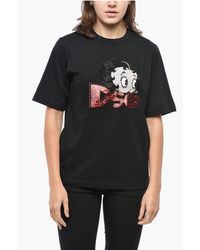 DSquared² - Crew Neck Betty Boop T-Shirt With Sequined Embroidery - Lyst
