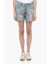 Seven7 - Distressed Denim Shorts With Side Slits - Lyst