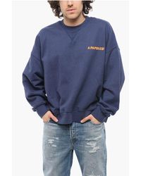A PAPER KID - Brushed Cotton Crew-Neck Sweatshirt With Maxi Back Print - Lyst