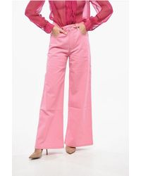 Marni - 5-Pocket Wide-Leg Trousers With Logo Button - Lyst