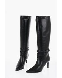 Celine - Leather Knee-High Boots With Ankle Strap 8Cm - Lyst