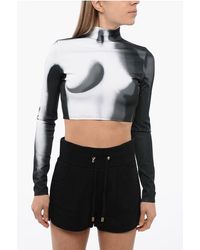Balmain - Jersey Cropped Top With Body Print - Lyst