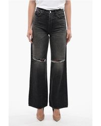 Amiri - Wide Fit High Rise Jeans With Distressed Details 27Cm - Lyst