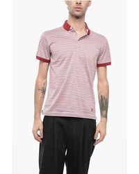 Corneliani - 3-Button Cotton Polo Shirt With Awning Striped Pattern - Lyst