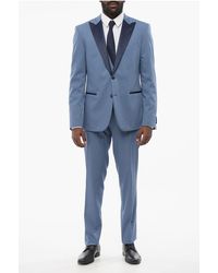Corneliani - Three Pieces Suit With Contrasting Satin Details - Lyst