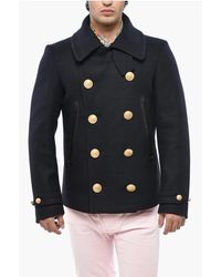 DSquared² - Virgin Wool Sailor Double Breasted Peacot With Golden-Effect - Lyst