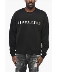 DSquared² - Fleeced Cotton Relax Fit Crew-Neck Sweatshirt With Embossed - Lyst