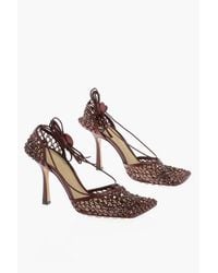 Bottega Veneta - Mesh Sandals With Strass 10 Cm Heel - Lyst