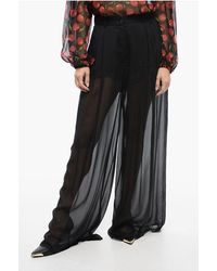 Dolce & Gabbana - See Through Silk Chiffon Palazzo Pants - Lyst