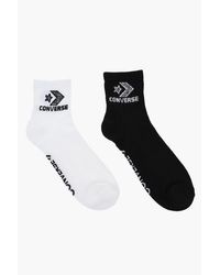Converse - Set Of 2 Pairs Of Bicolor Socks With Contrasting Logo - Lyst