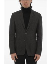 Corneliani - Id Flax And Virgin Wool Unlined Blazer With Patch Pockets - Lyst