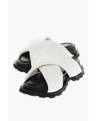 Jil Sander - Leather Padded Slides With Crisscross - Lyst