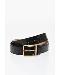 DSquared² - Crocodile Effect Leather Belt With Golden Buckle 30Mm - Lyst