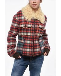 DSquared² - Checked Flannel Jacket With Fur Collar - Lyst