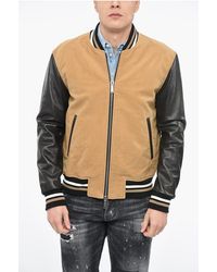 DSquared² - Icon Varsity Bomber Jacket With Leather Sleeves - Lyst