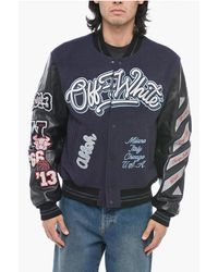 Off-White c/o Virgil Abloh - Leather Varsity Bomber With Patchwork - Lyst