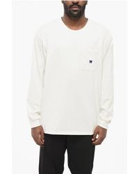 Needles - Long Sleeved Crew-Neck T-Shirt With Breast Pocket And Butter - Lyst