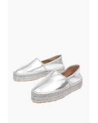 Moschino - Love Laminated Leather Platform Espadrilles With Logo Engrav - Lyst