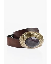 DSquared² - Leather Belt With Maxi Stone On Buckle 40Mm - Lyst