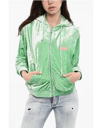 DSquared² - Velvet Hoodie With Zip Closure - Lyst
