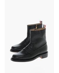 Thom Browne - Grained Leather Ankle Boots With Side Zip - Lyst