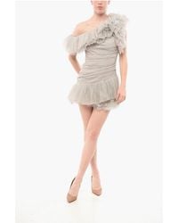 Elisabetta Franchi - One-Shoulder Tulle Dress With Polka Dot Motif - Lyst