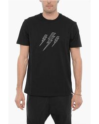 Neil Barrett - Slim Fit Crew-Neck T-Shirt With Thunderbolts Print - Lyst