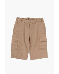 Bonpoint - Cotton Blend Cargo Shorts With Golden Button - Lyst