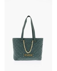 Moschino - Love Quilted Faux Leather Tote Bag With Details - Lyst