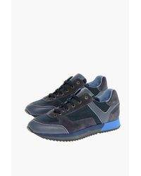 Corneliani - Cc Collection Leather And Fabric Low Top Sneakers - Lyst