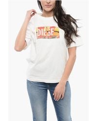 DIESEL - Tag Cotton Crew-Neck T-Danny-Poff T-Shirt With Frontal P - Lyst