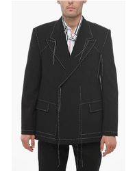 Off-White c/o Virgil Abloh - Double-Breasted Wool Blend Blazer With Visible Stitchings - Lyst